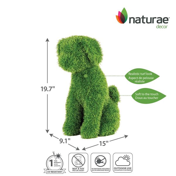 naturae decor 19-in Green Artificial Turf Topiary Sitting Dog