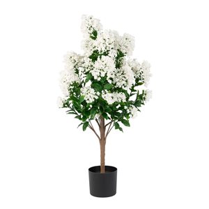 Arbre artificiel lagerstroemia blanc de 36 po h. par naturae decor, pot noir