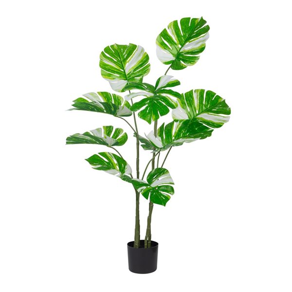 Arbre artificiel monstera vert panaché 47 po h. int./ext. par naturae decor, pot noir