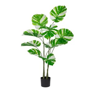 Arbre artificiel monstera vert panaché 47 po h. int./ext. par naturae decor, pot noir