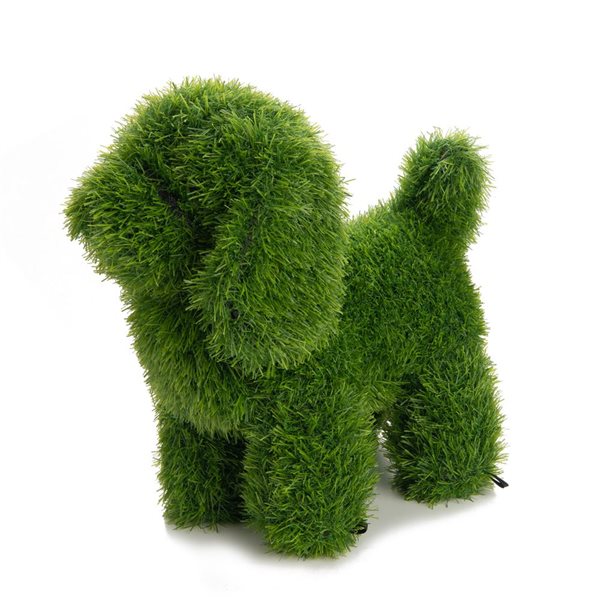 Topiaire de gazon synthétique vert 13 po en forme de chien par naturae decor