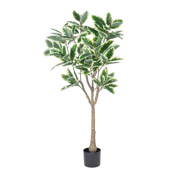 naturae decor 47-in H Indoor/Outdoor Artificial Variegated Ficus Tree in Black Pot