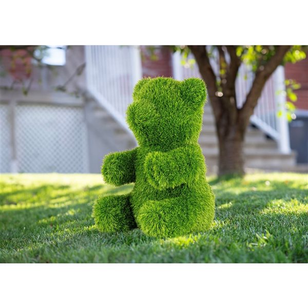 Topiaire de gazon synthétique vert 19 po en forme d'ours par naturae decor