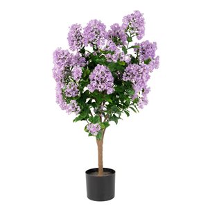 Arbre artificiel lagerstroemia mauve de 36 po h. par naturae decor, pot noir