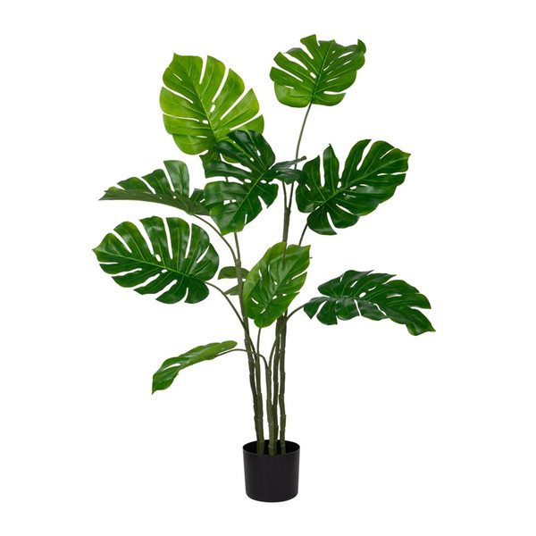 Arbre artificiel monstera vert 47 po h. int./ext. par naturae decor, pot noir