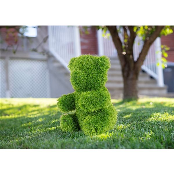 Topiaire de gazon synthétique vert 13 po en forme d'ours par naturae decor