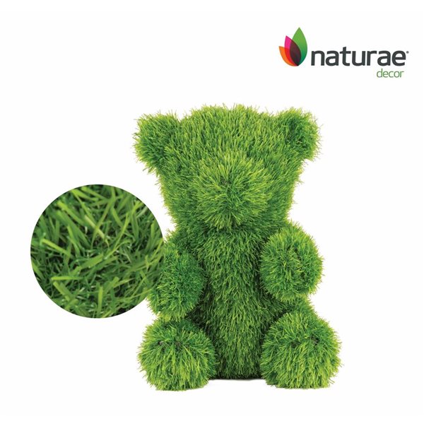 Topiaire de gazon synthétique vert 13 po en forme d'ours par naturae decor