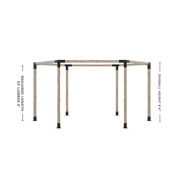 Toja Grid GRID30 Black Metal Any Size Hexagonal Pergola Kit for 4x4 Wood Posts