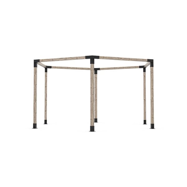 Toja Grid GRID30 Black Metal Any Size Hexagonal Pergola Kit for 4x4 Wood Posts