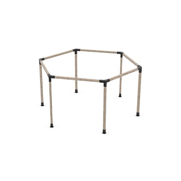 Toja Grid GRID30 Black Metal Any Size Hexagonal Pergola Kit for 4x4 Wood Posts