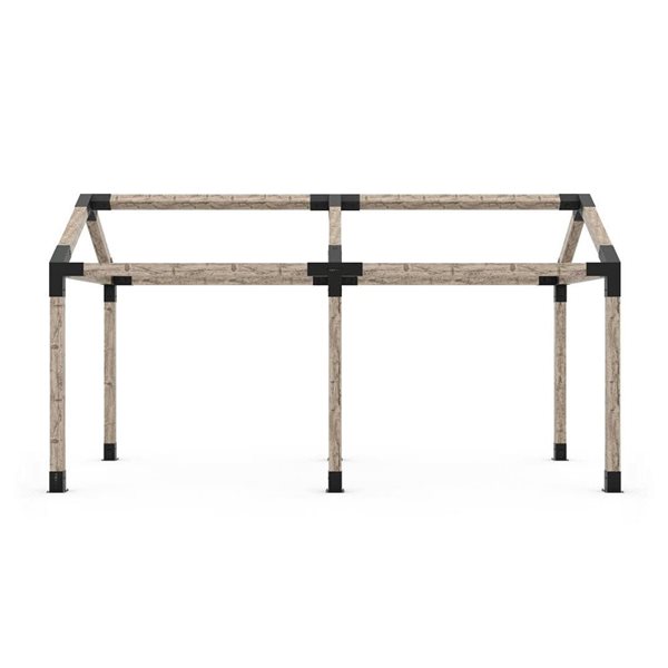 Ensemble de supports métal pour pergola autoportante double toit en pente GRID30 de Toja Grid, pour poteaux en bois 6x6