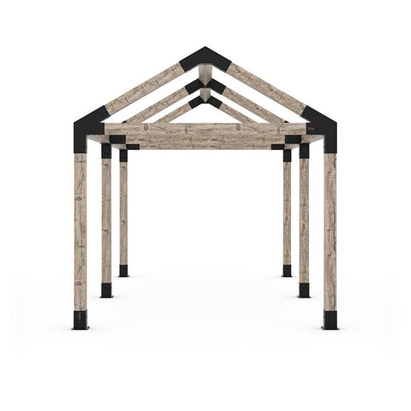 Ensemble de supports métal pour pergola autoportante double toit en pente GRID30 de Toja Grid, pour poteaux en bois 6x6