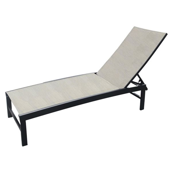 Chaise longue à 5 positions en toile beige par Corriveau Meubles De Jardin