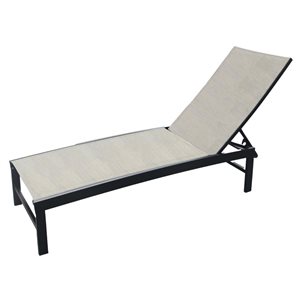 Chaise longue à 5 positions en toile beige par Corriveau Meubles De Jardin