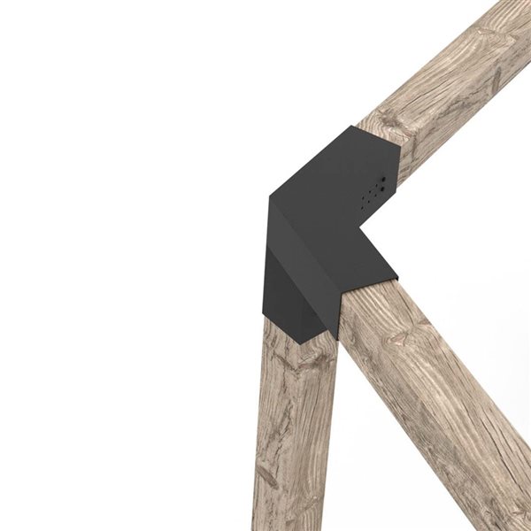 Ensemble de supports à pergola hexagonale en métal noir pour poteau de bois 6x6 GRID30 par Toja Grid