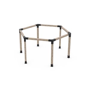 Ensemble de supports à pergola hexagonale en métal noir pour poteau de bois 6x6 GRID30 par Toja Grid