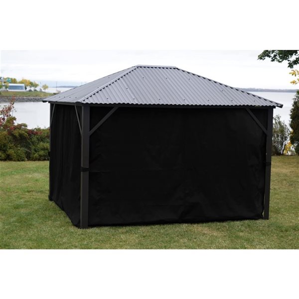 Corriveau Outdoor Furniture 12 x 16-ft Black Gazebo Side Curtains Kit