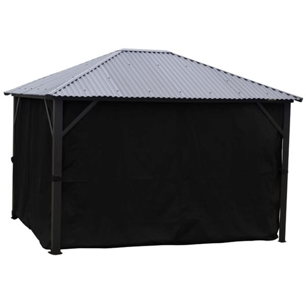 Corriveau Outdoor Furniture 12 x 16-ft Black Gazebo Side Curtains Kit