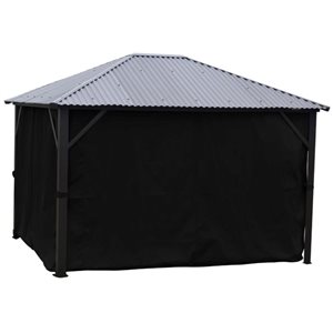 Corriveau Outdoor Furniture 12 x 16-ft Black Gazebo Side Curtains Kit