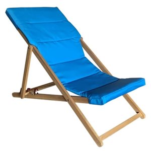 Corriveau Outdoor Furniture Acacia Wood Stationary Blue Seat Deck-Chair