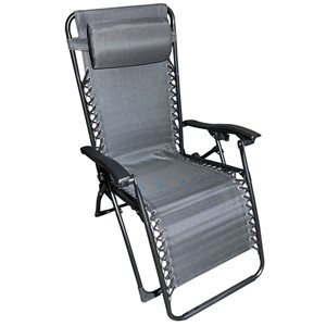 Corriveau Outdoor Furniture Grey Multi-position Zero Gravity Lounge Chair w/ Headrest Cushion