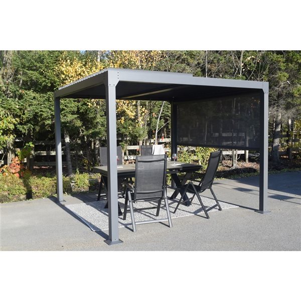 Pergola louvre Casilda 10 x 13 pi aluminium gris par Corriveau Meubles De Jardin