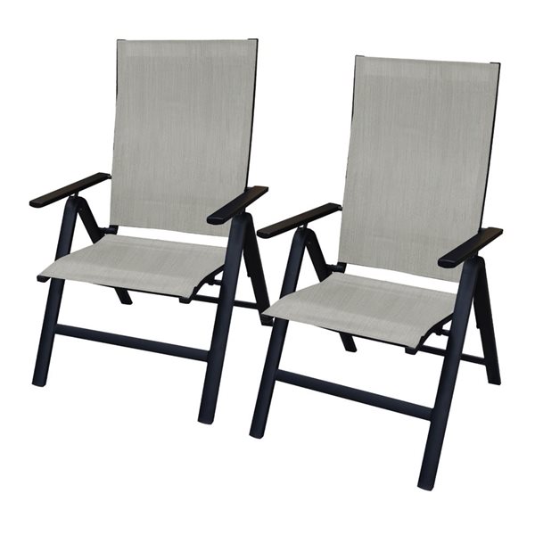 Corriveau Outdoor Furniture Emma Grey Deluxe High Back Folding and Recliner Chairs - Set of 2