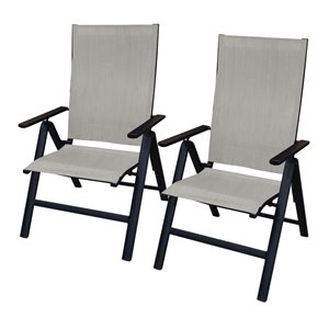 Corriveau Outdoor Furniture Emma Grey Deluxe High Back Folding and Recliner Chairs - Set of 2