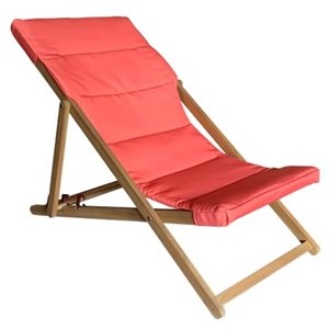 Chaise transat pliante et inclinable en bois d'acacia par Corriveau Meubles De Jardin, corail