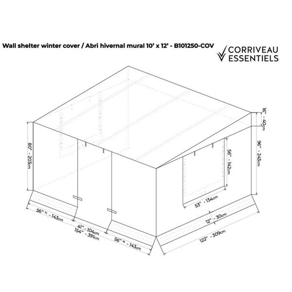 Toile de protection hivernale en polyéthylène pour abri de jardin 10 x 12 pi par Corriveau Meubles De Jardin, blanc