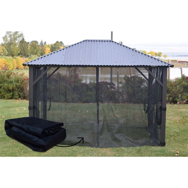 Corriveau Outdoor Furniture 12 x 16-ft Black Gazebo Mosquito Net Kit