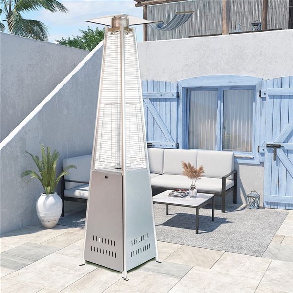 Paramount 72-in H 41,000 BTUs Liquid Propane Floorstanding Flame Patio Heater - Grey and Silver