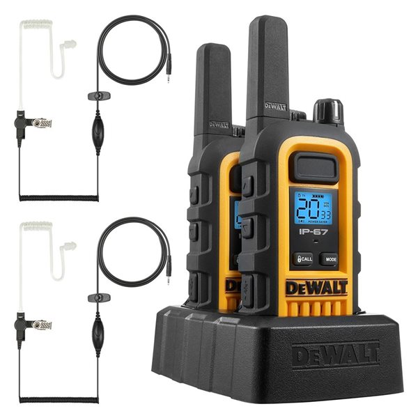 DEWALT 1DXFRS800-SV1 Heavy Duty GMRS Walkie Talkie with Surveillance Headset - 2/Pack