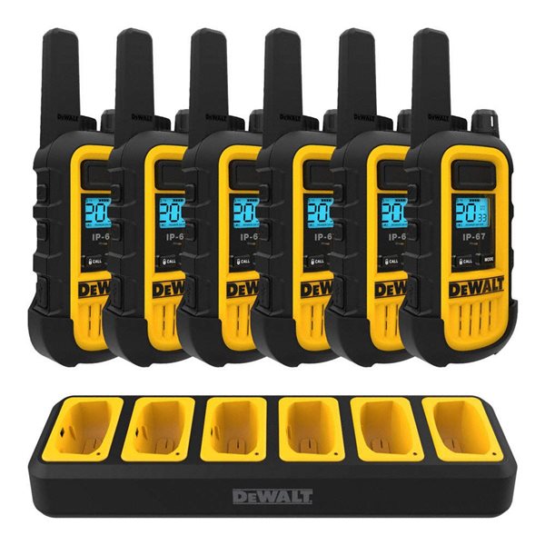 DEWALT DXFRS800 Heavy Duty Radios with 6-Port Walkie Talkie Charger