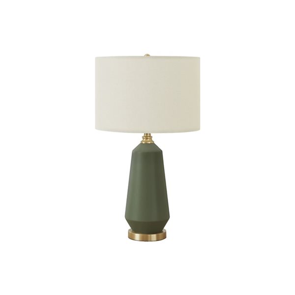 Monarch Specialties 26-in Ivory Fabric Shade and Green Ceramic Contemporary Table Lamp