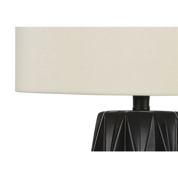 Monarch Specialties 25-in Cream Fabric Shade and Black Ceramic Contemporary Table Lamp