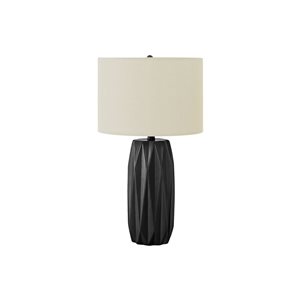 Monarch Specialties 25-in Cream Fabric Shade and Black Ceramic Contemporary Table Lamp