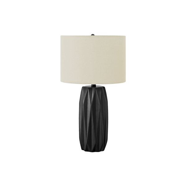 Lampe de table contemporaine de 25 po Monarch Specialties céramique noire avec abat-jour en tissu crème