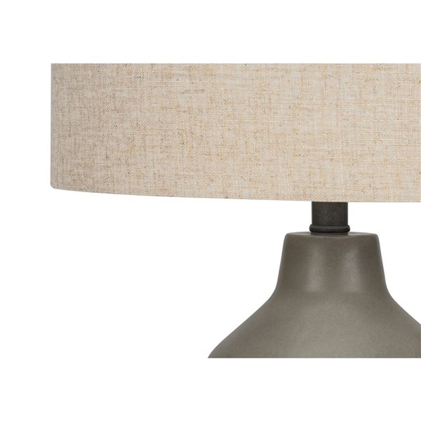 Lampe de table contemporaine 24 po Monarch Specialties béton gris avec abat-jour beige