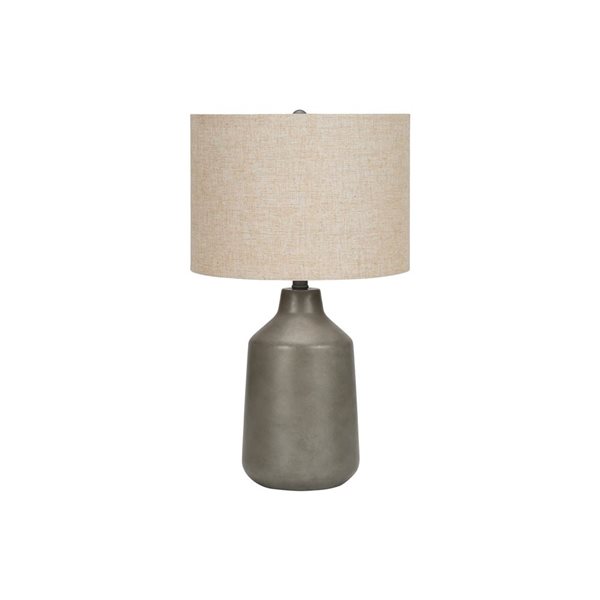 Monarch Specialties 24-in Table Lamp, Grey Concrete, Beige Shade, Contemporary