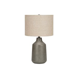 Monarch Specialties 24-in Table Lamp, Grey Concrete, Beige Shade, Contemporary