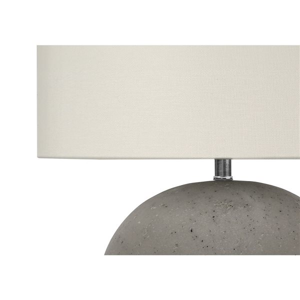 Lampe de table contemporaine 20 po Monarch Specialties béton gris avec abat-jour en tissu ivoire