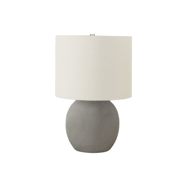 Lampe de table contemporaine 20 po Monarch Specialties béton gris avec abat-jour en tissu ivoire