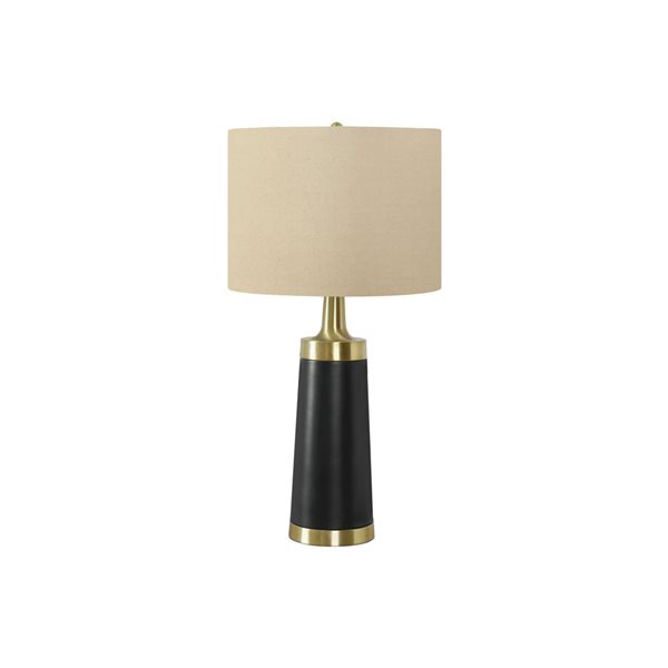 Monarch Specialties 28-in Beige Fabric Shade and Black Metal Base Contemporary Table Lamp