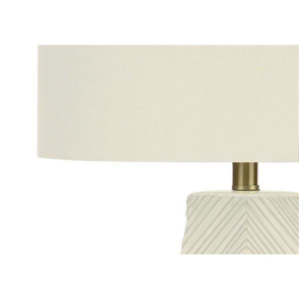 Lampe de table contemporaine 29 po Monarch Specialties céramique blanche avec abat-jour en tissu ivoire