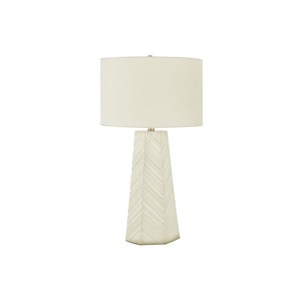 Lampe de table contemporaine 29 po Monarch Specialties céramique blanche avec abat-jour en tissu ivoire