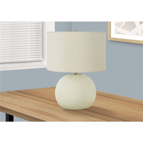 Monarch Specialties 18-in Cream Ceramic and Ivory Fabric Shade Contemporary Table Lamp