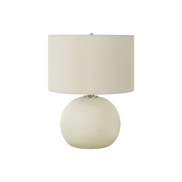 Monarch Specialties 18-in Cream Ceramic and Ivory Fabric Shade Contemporary Table Lamp