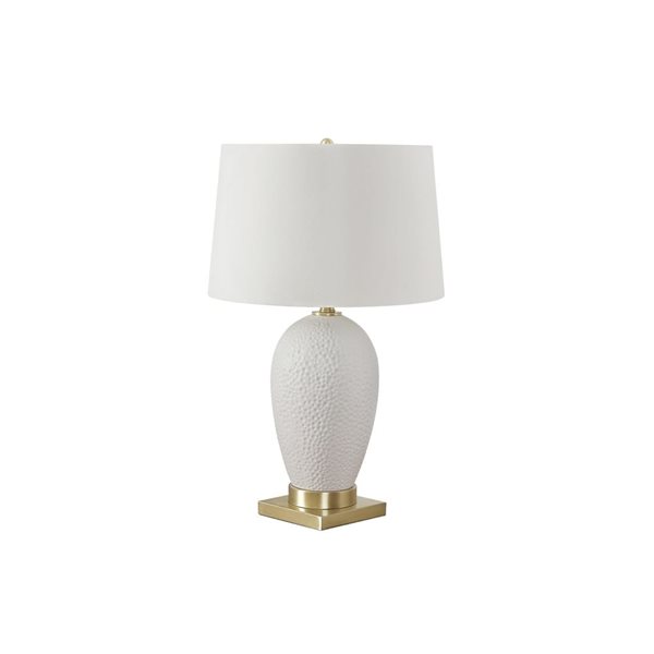 Lampe de table contemporaine 26 po Monarch Specialties céramique blanche avec abat-jour en tissu ivoire