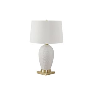 Lampe de table contemporaine 26 po Monarch Specialties céramique blanche avec abat-jour en tissu ivoire